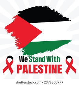 Vector we stand with palestine brush flag background