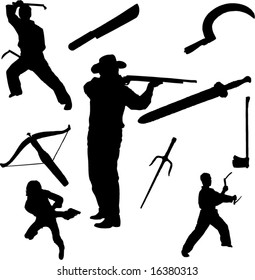 Vector of Weapon Related Silhouette