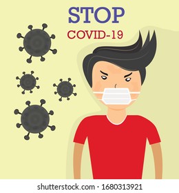 
Vector Wearing Mask to Protect Covid-19 or Corona Virus