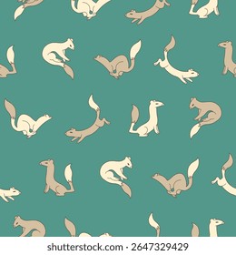 Vetor Weasel Plano de fundo de padrão sem costura para impressão tecido superfície moda Wrapping