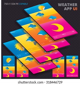 Vector Weather App For Iphon, Ipade, Ipode 
