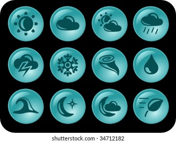 Vector: Weather aqua buttons