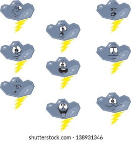 Vector. Weather cartoon flash cloud set 007