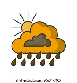 Vector weather filled line icon, monotone color with small shadow white background