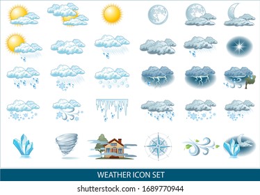 Vector weather forecast icon with bright background. Weather icons for your infographics and design