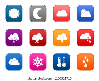 Vector Weather Forecast Icons, Climate Sign Symbols 