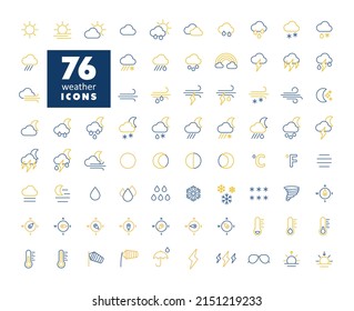 Vector weather forecast isolated icon set. Meteorology sign. Graph symbol for travel, tourism and weather web site and apps design, logo, app, UI