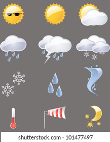 vector weather glossy icons set