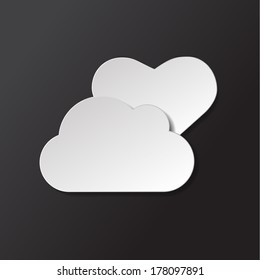 Vector weather icon. Black and white partly cloudy. Eps10 