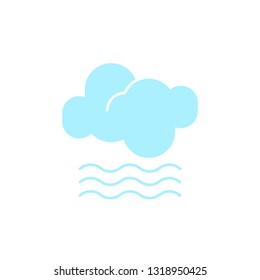 Vector weather icon of a blue cloud with fog to show the misty forecast and the current climate outside for applications, widgets, and other meteorological designs.