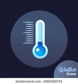 Vector weather icon with cold thermometer for mobile apps, websites, weather forecast, etc.	