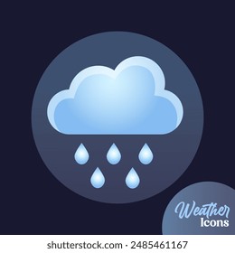 Vector weather icon with heavy rain for mobile apps, websites, weather forecast, etc.	