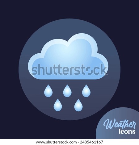 Vector weather icon with heavy rain for mobile apps, websites, weather forecast, etc.	