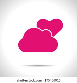 Vector weather icon. Pink partly cloudy. Eps10