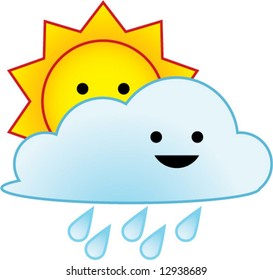 vector weather icon series: sunny with light rain