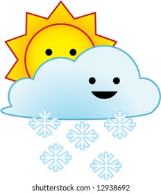 vector weather icon series: sunny with snowfall