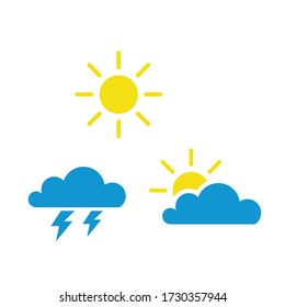 Vector weather icon set. Weather forecast set isolated on white background. illustration of cloud and sun.