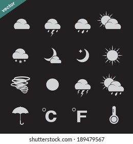 Vector weather icon set on black background