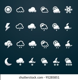 Vector weather icon set (p.3),  50x50 px silver on dark background