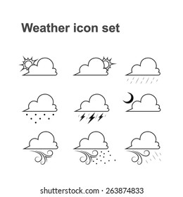 Vector weather icon set. Vector  pictograms for web, internet, mobile apps, interface design/