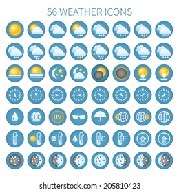 Vector weather icon set for widgets and sites.