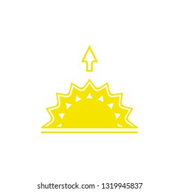 Vector weather icon of sun with arrow up to show the sunrise and the current climate outside for applications, widgets, and other meteorological designs.
