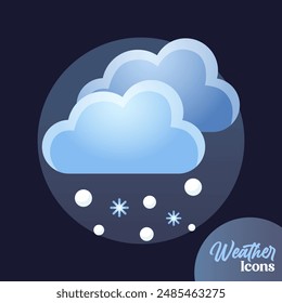 Vector weather icon with wet snow for mobile apps, websites, weather forecast, etc.	