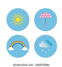 Vector weather icons cartoon isolated on white background