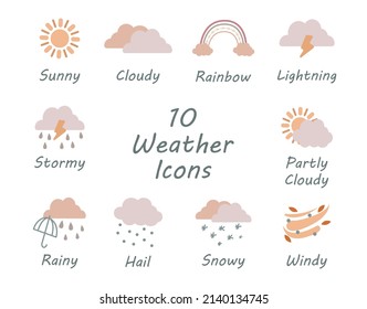 Windy Weather Flashcard for Kids with Cute Cloud. Cloudy Clipart