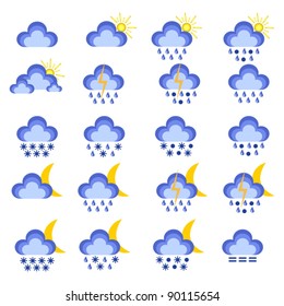 Vector weather icons isolated on white background.