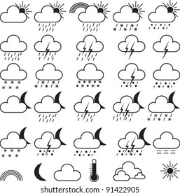 Vector weather icons isolated on white background.