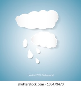 Vector weather icons in retro style. Cloud with rain drops