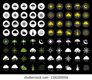 vector weather icons set. Weather forecast sign symbols - meteorology illustrations