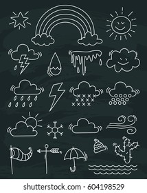 Vector weather icons set. Hand drawn style,vector illustration 