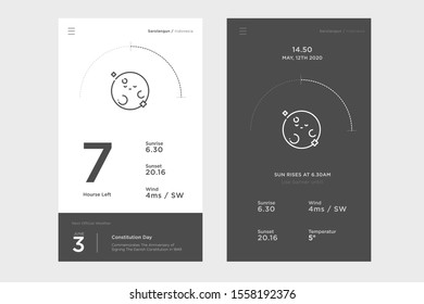 vector weather icons set on dark and light background. elegant Weather new  moon Application. Black and White  vertion. For mobile phones,  widgets. eps 10. Full icon set available in my portfolio