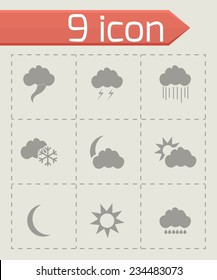 Vector weather icons set on grey background