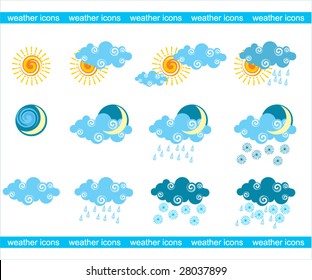 iconos de meteorología vectorial configurados en fondo blanco