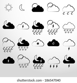 Vector weather icons set, web flat design