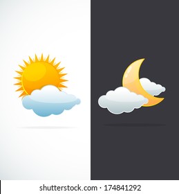 Vector weather icons sun and moon