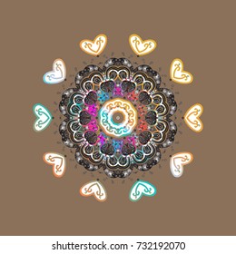 Vector. Weather illustration ice collection. Xmas frost snow flake isolated silhouette symbol. Snowflake vector icon background beige