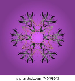 Vector. Weather illustration ice collection. Xmas frost snow flake isolated silhouette symbol. Snowflake vector icon background violet, gray and pink color. Winter christmas snow flat crystal element.