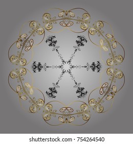 Vector. Weather illustration ice collection. Snowflake vector icon background. Winter gray, brown and yellow christmas snow flat crystal element. Xmas frost snow flake isolated silhouette symbol.