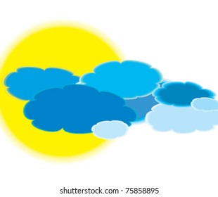 Vector weather motive with blur effects, sun and clouds