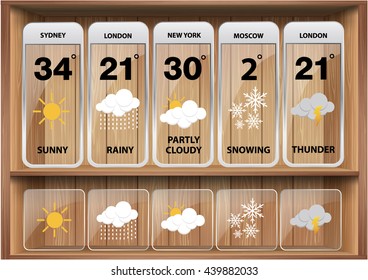 Vector Weather Reporter. Wood Theme.