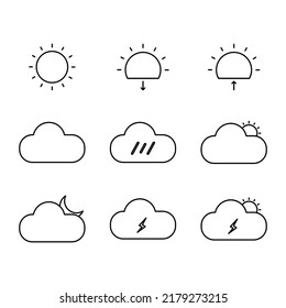 Vector de iconos del conjunto del tiempo. 