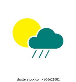 vector weather sunny and rainy flat icon design