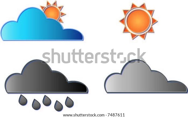 Vector Weather Symbols Sunny Partly Cloudy Stock Vector Royalty Free Vector Weather Symbols Sunny Partly Cloudy Stock Vector Royalty Free