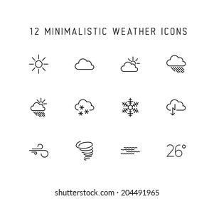 Vector weather thin line icon set isolated