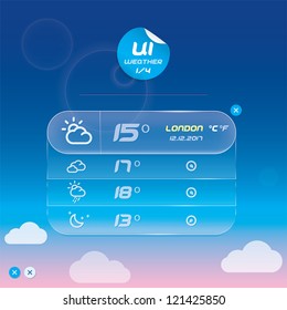 Vector Weather Widget, Button, Sign, Symbol, Emblem, Sticker, Badge, Logo for Web Design, User Interface, Mobile Phone, Baby, Children, People