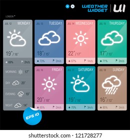 Vector Weather Widget, Button, Sign, Symbol, Emblem, Sticker, Badge, Logo for Web Design, User Interface, Mobile Phone, Baby, Children, People